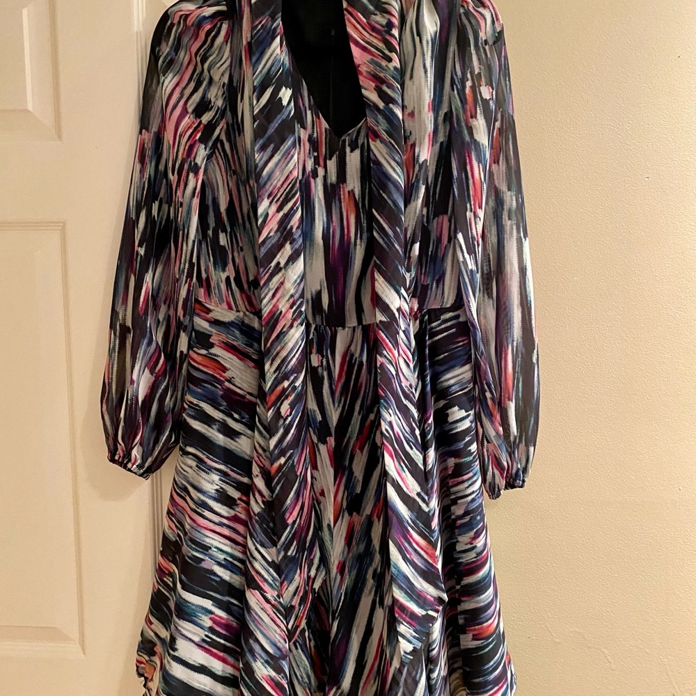 Silk Betsy Johnson multi-colored A-line dress. Size 8